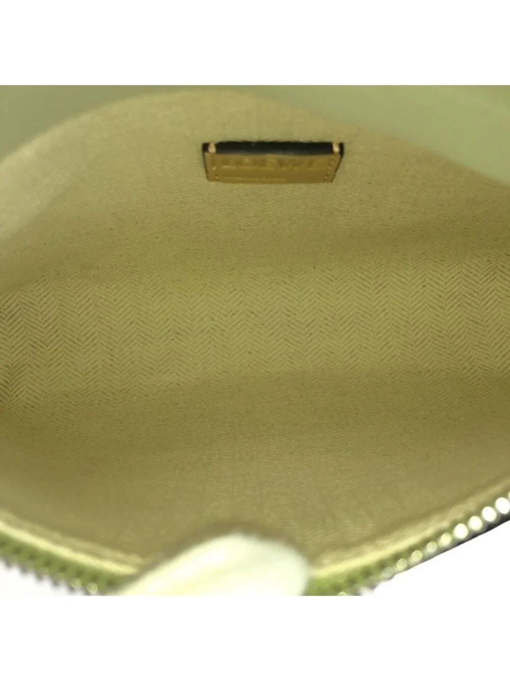 Loewe Anagram Mini T Pouch Green Beige Silver Leather Clutch